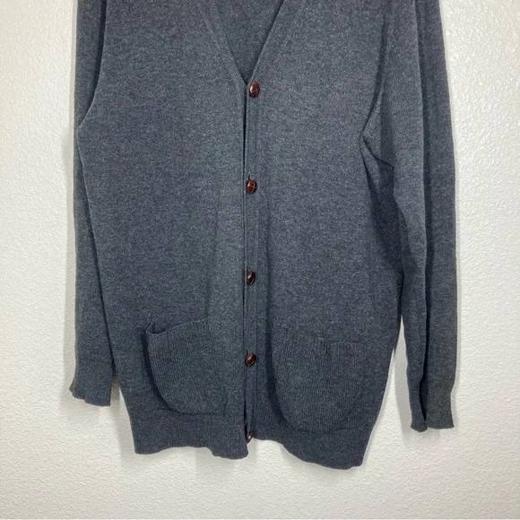 Vintage LL Bean Cardigan Sweater Men’s XL Tall 100% Lambs Wool Pockets Dark Gray - Picture 4 of 14